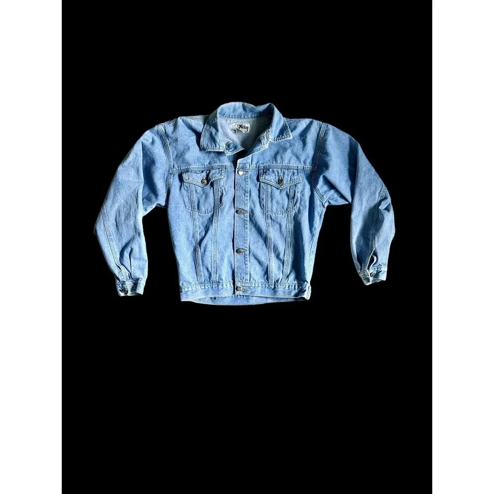 Vintage Mickey M&CO. by Jerry Leigh Art Boho Denim Blue‎ Jean Jacket Sz Medium